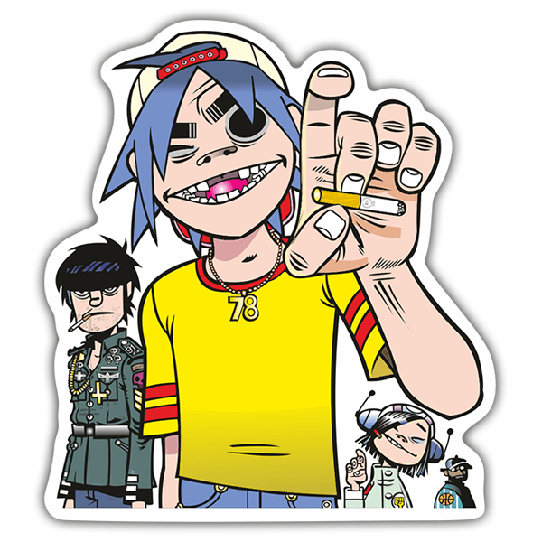 Pegatinas: Gorillaz Provocando con Personajes en Din&aacute;mica