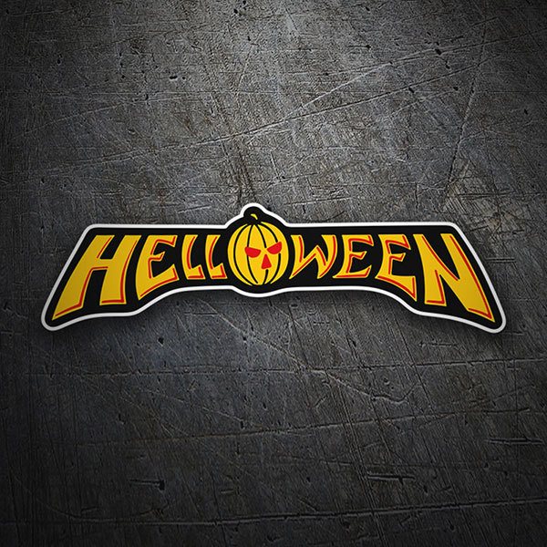 Pegatinas: HELLOWEEN con Calabaza en Dise&ntilde;o Horizontal