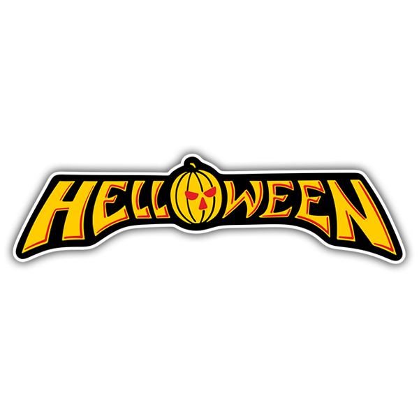 Pegatinas: HELLOWEEN con Calabaza en Dise&ntilde;o Horizontal
