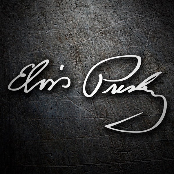 Pegatinas: Aut&oacute;grafo Elvis Presley en Caligraf&iacute;a Elegante