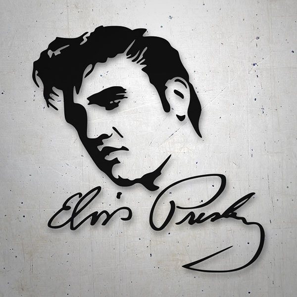 Pegatinas: Elvis Presley Foto con Autógrafo