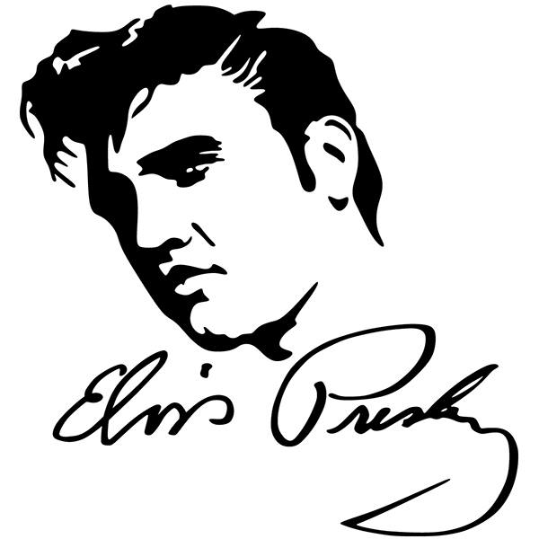 Pegatinas: Elvis Presley Foto con Autógrafo