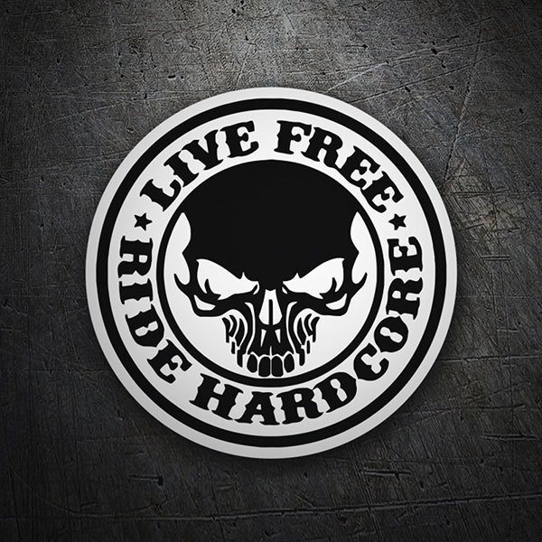 Pegatinas: Calavera con Texto Live Free Ride Hardcore