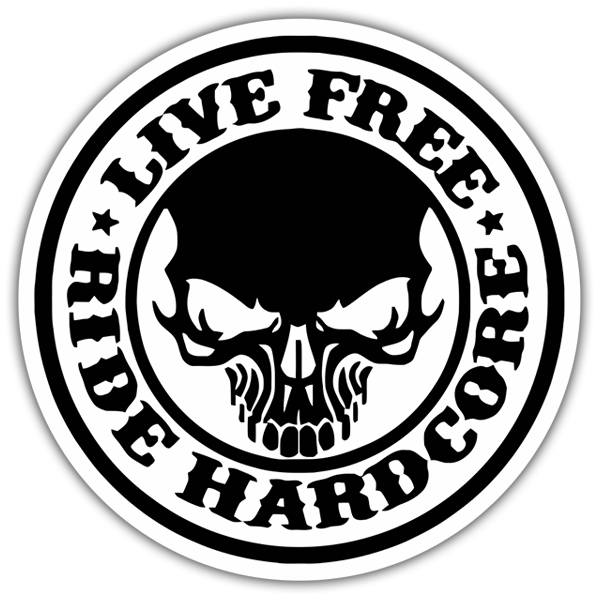 Pegatinas: Calavera con Texto Live Free Ride Hardcore