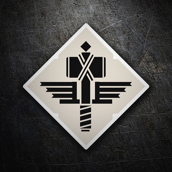 Pegatinas: Escudo de Manowar con Martillo y Alas