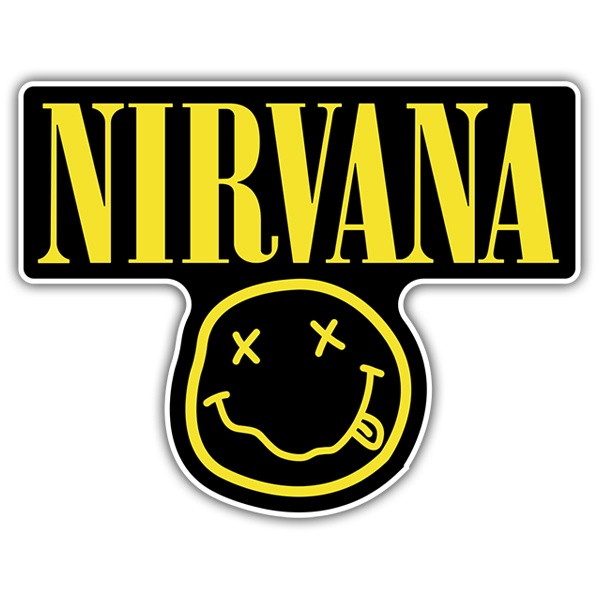 Pegatinas: Nirvana y Smiley Borracho Negro