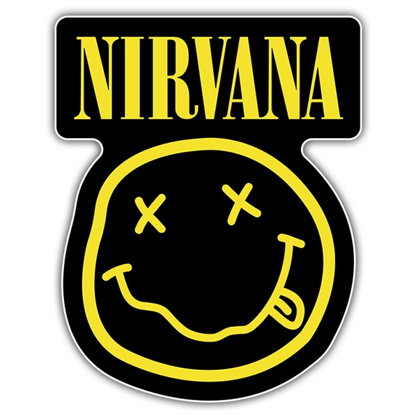 Pegatinas: Nirvana con Smiley Borracho Negro