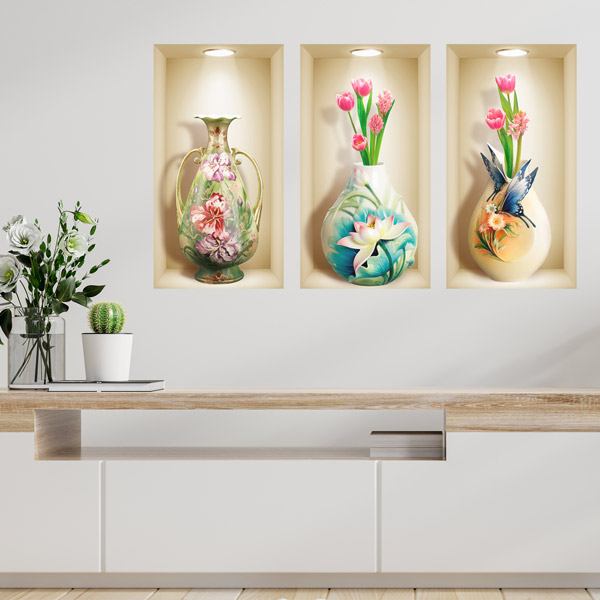 Vinilos Decorativos: Nicho Jarrones Florales