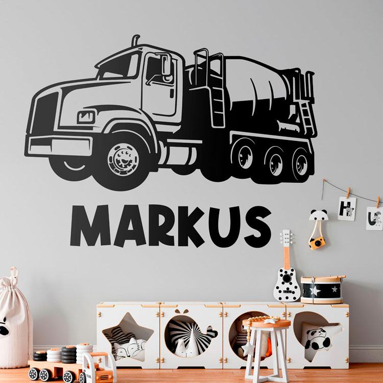 Vinilos Infantiles: Camión Hormigonera Personalizado