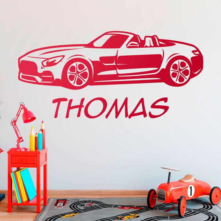 Vinilos Infantiles: Coche Cabrio con Nombre
