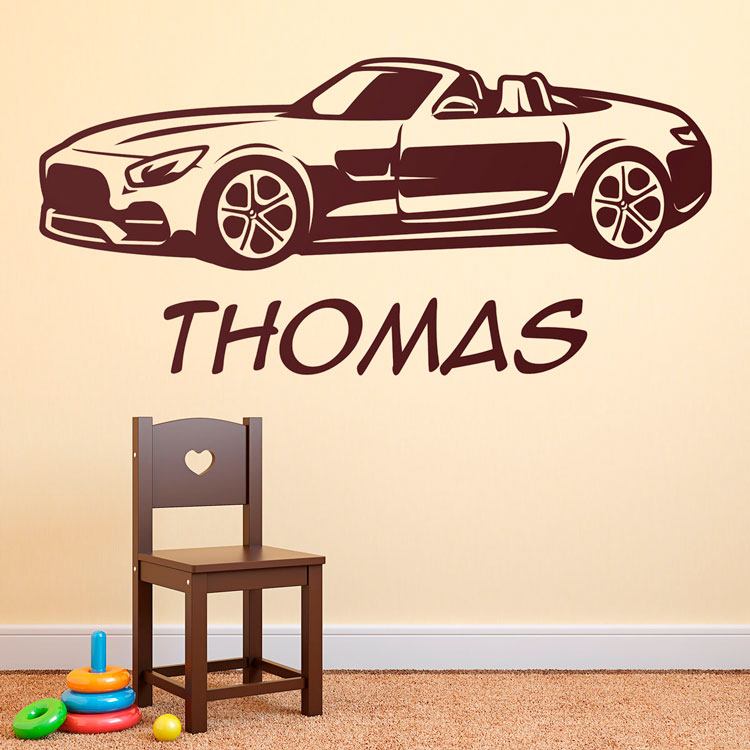 Vinilos Infantiles: Coche Cabrio con Nombre