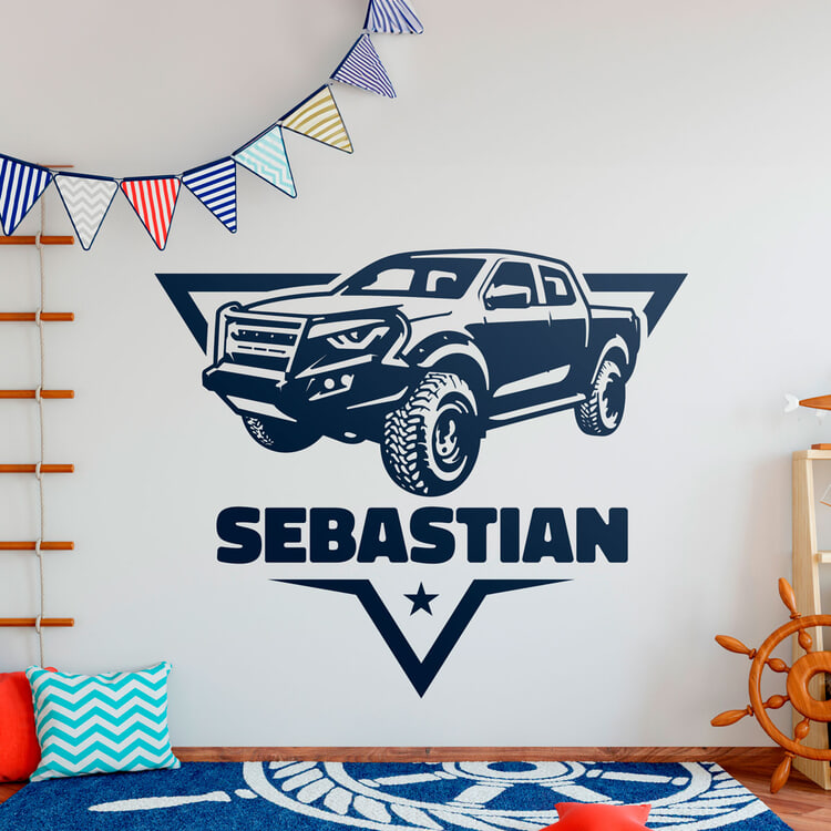 Vinilos Infantiles: Aventura 4x4 con Nombre