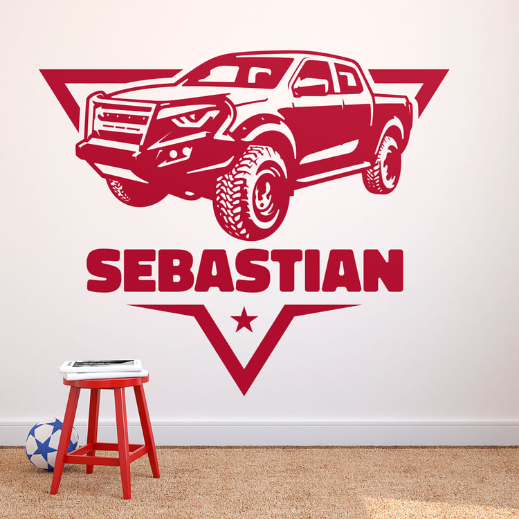 Vinilos Infantiles: Aventura 4x4 con Nombre