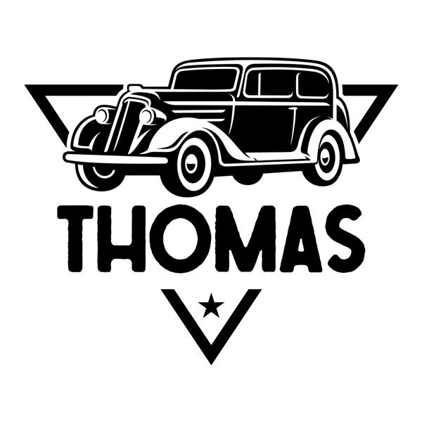 Vinilos Infantiles: Coche Clásico Retro con Nombre