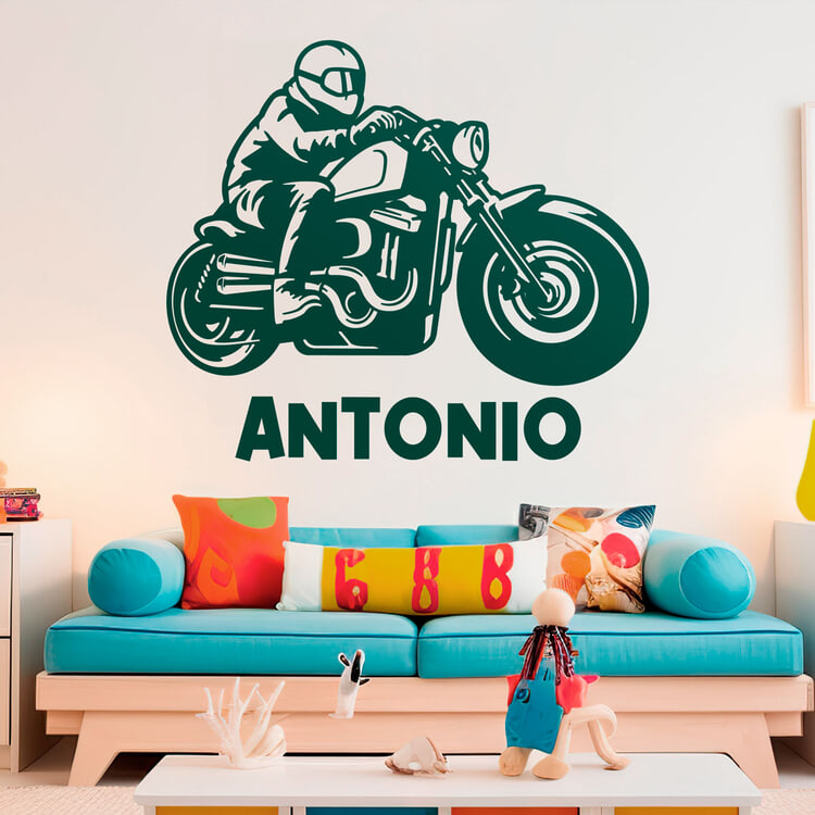 Vinilos Infantiles: Moto Chopper Custom con Nombre