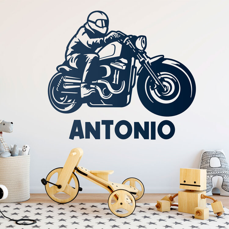 Vinilos Infantiles: Moto Chopper Custom con Nombre