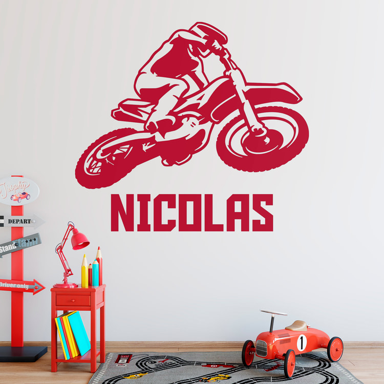 Vinilos Infantiles: Motocross con nombre