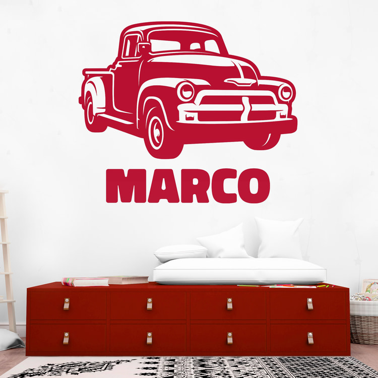 Vinilos Infantiles: Chevrolet Pickup con nombre