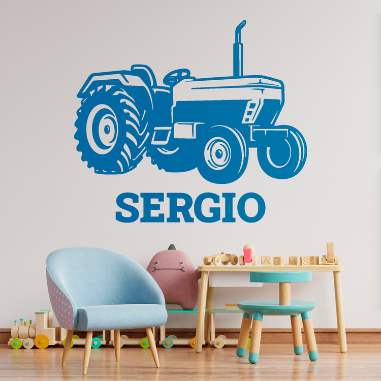 Vinilos Infantiles: Tractor abierto con nombre