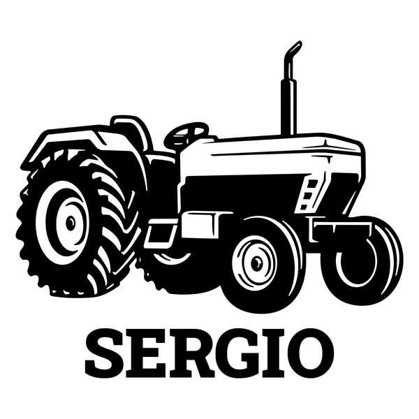 Vinilos Infantiles: Tractor abierto con nombre