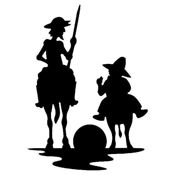 Pegatinas: Don Quijote y Sancho atardecer