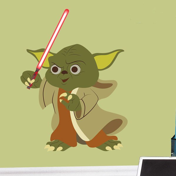Vinilos Infantiles: Yoda con sable láser 1