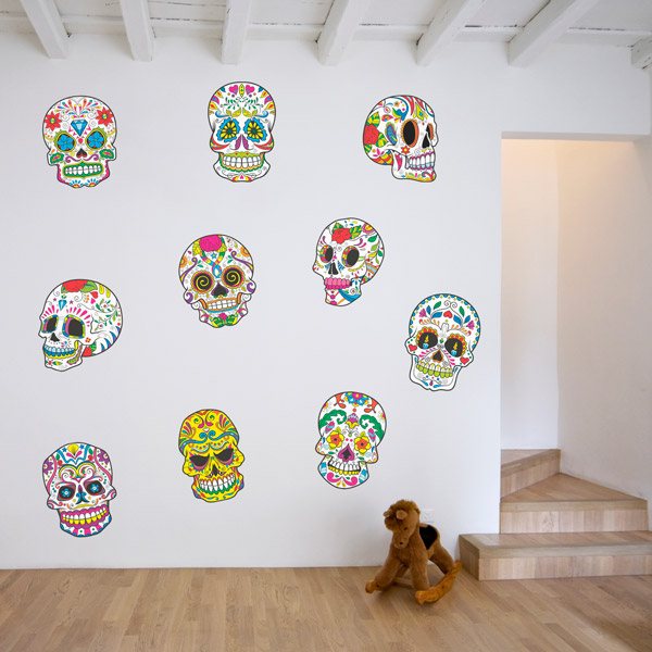 Vinilos Decorativos: Kit de 8 Calaveras Mexicanas