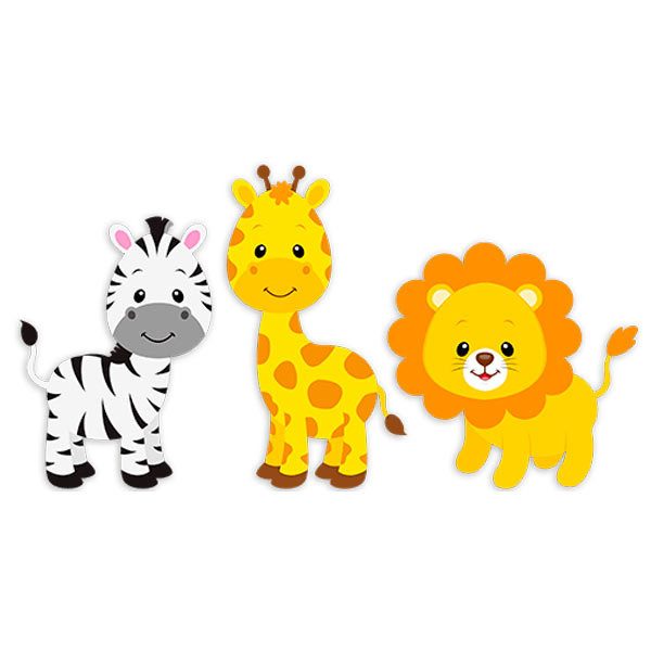 Vinilos Infantiles: Safari cebra, jirafa y león