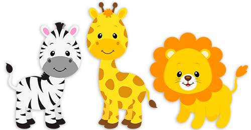 Vinilos Infantiles: Safari cebra, jirafa y león 0