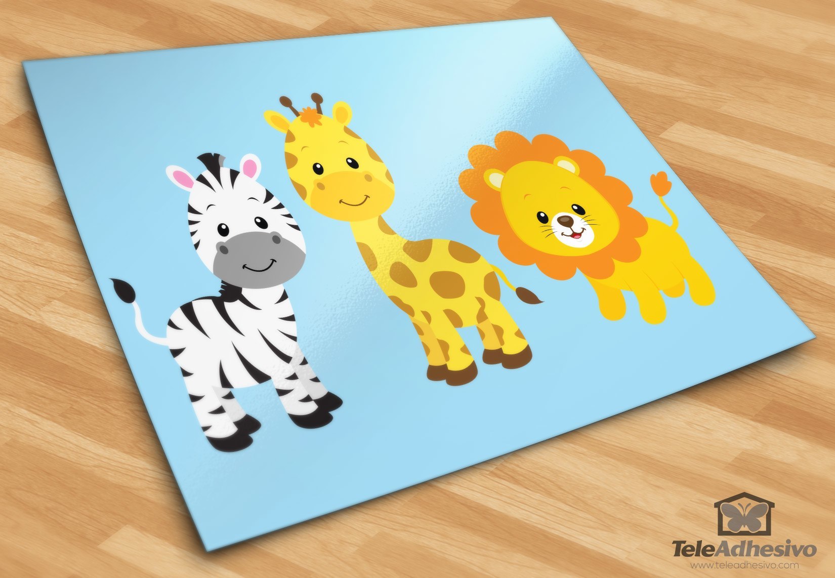 Vinilos Infantiles: Safari cebra, jirafa y león