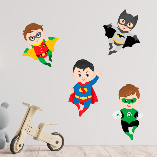 Vinilos Infantiles: Kit Superhéroes volando 1