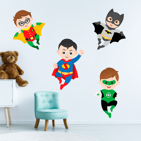 Vinilos Infantiles: Kit Superhéroes volando