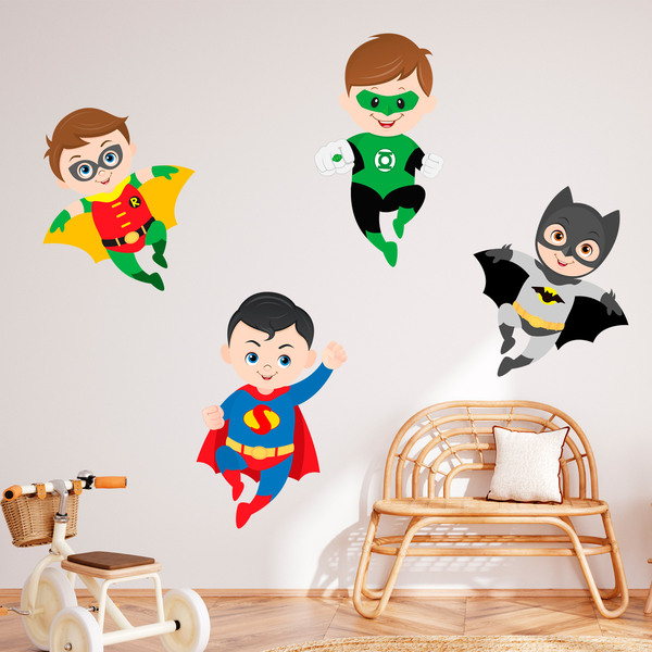 Vinilos Infantiles: Kit Superhéroes volando