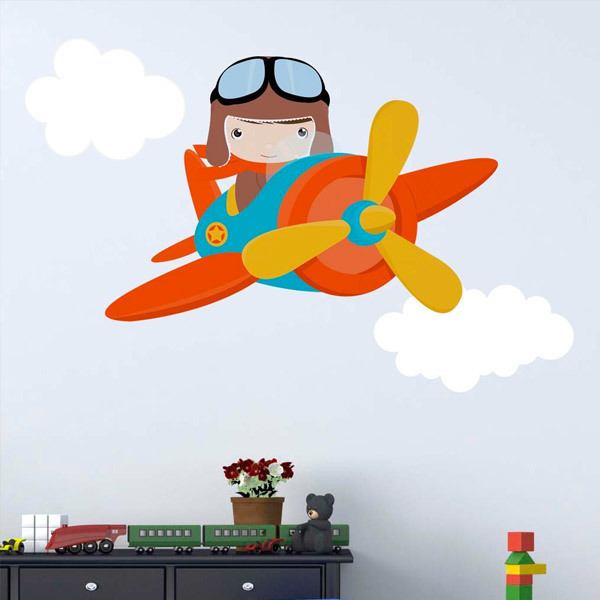 Vinilos Infantiles: Avión en las nubes