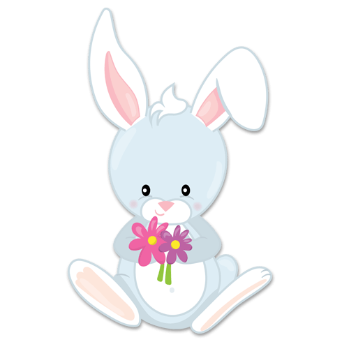 Vinilos Infantiles: Conejo con flores 0