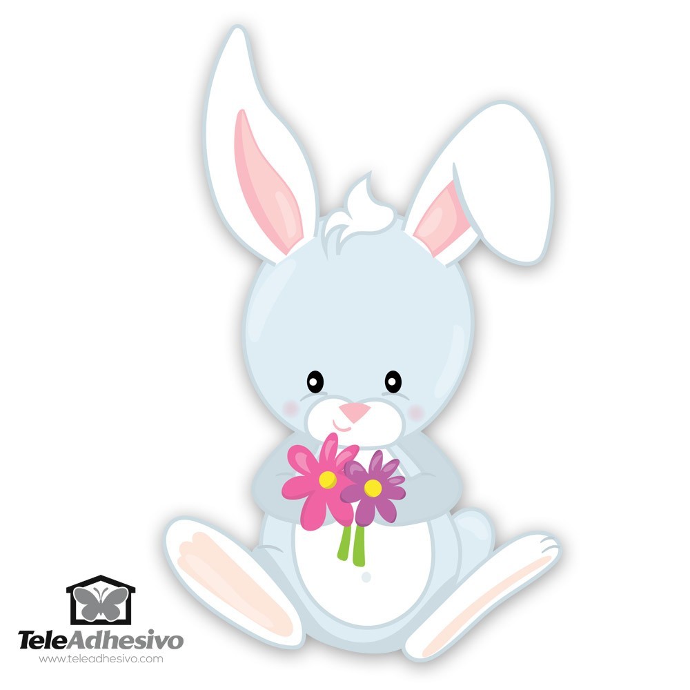 Vinilos Infantiles: Conejo con flores