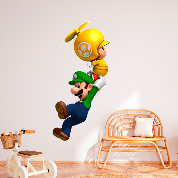Vinilos Infantiles: Luigi con una Seta Voladora