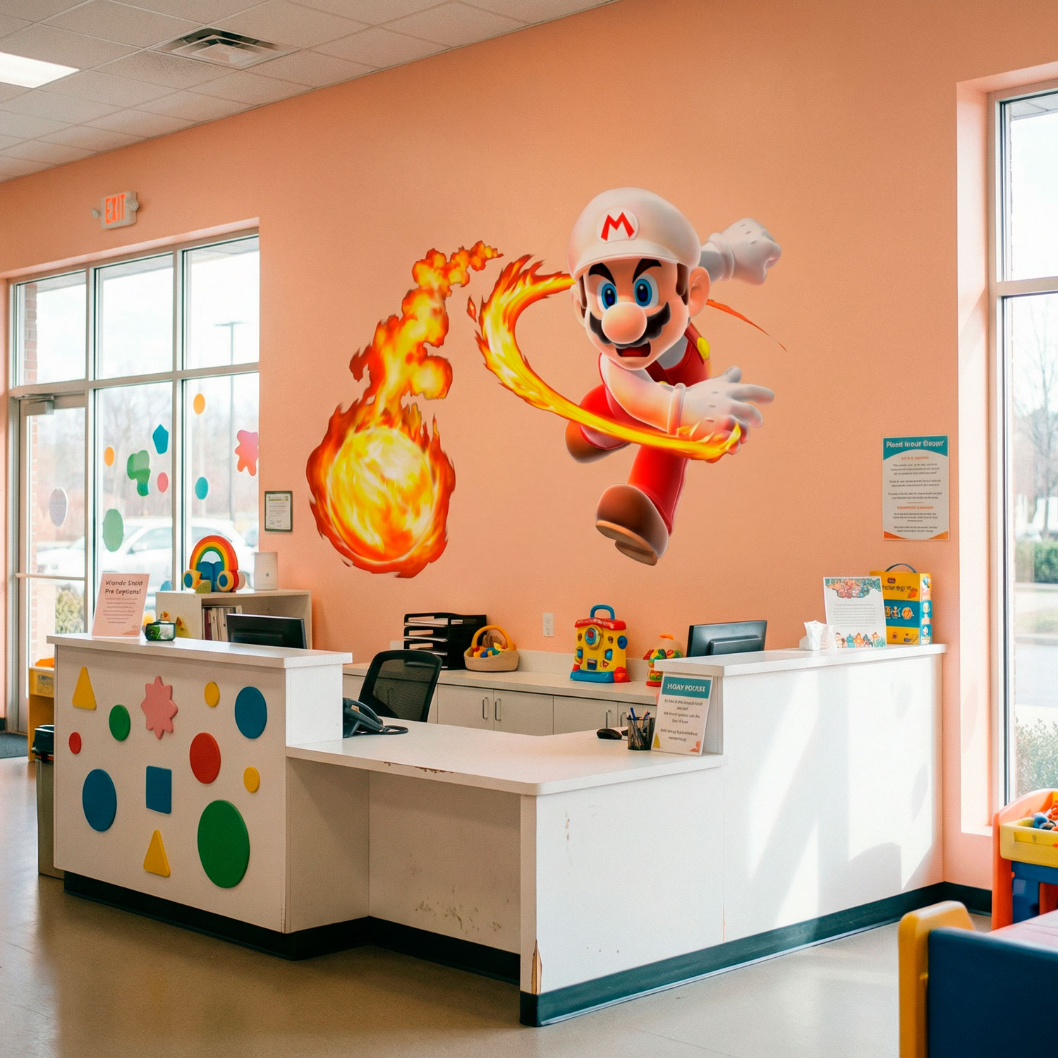 Vinilos Infantiles: Mario Bros Bola de Fuego