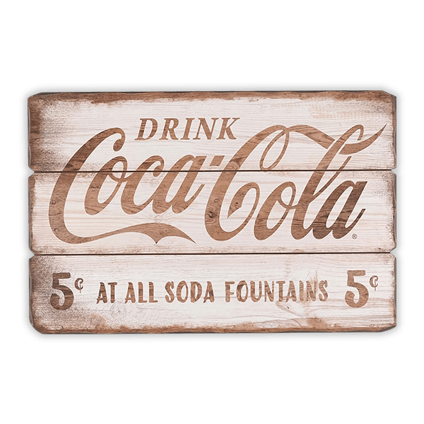 Pegatinas: Cartel de Madera Coca Cola 0