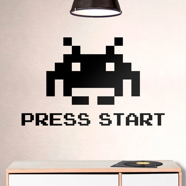 Vinilos Decorativos: Space Invaders Press Start