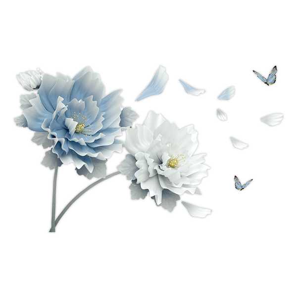 Vinilos Decorativos: Flores azul y blanca 0