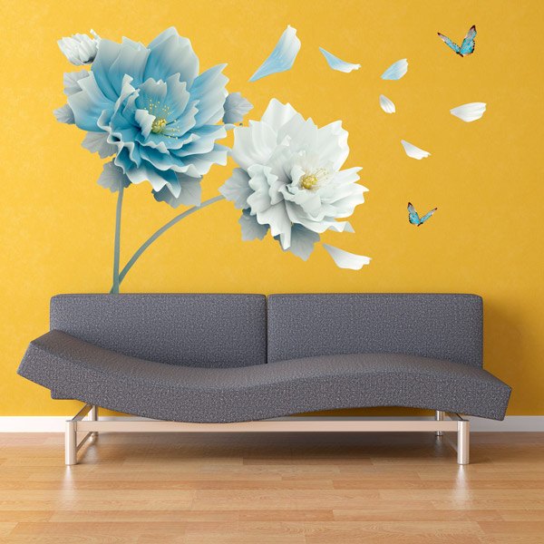 Vinilos Decorativos: Flores azul y blanca