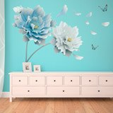 Vinilos Decorativos: Flores azul y blanca 4