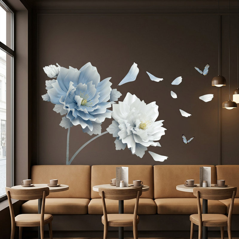 Vinilos Decorativos: Flores azul y blanca