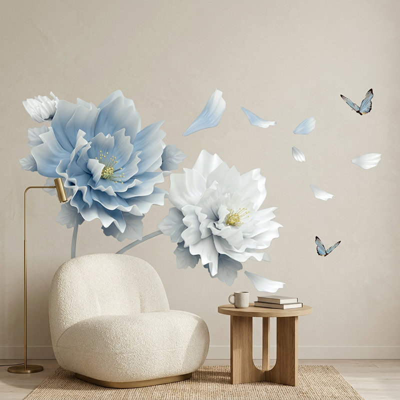 Vinilos Decorativos: Flores azul y blanca