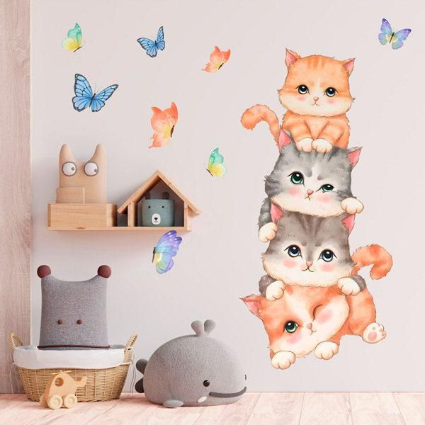 Kit Vinilo Adhesivo Pared Bebes De Animales 97cms Full Color