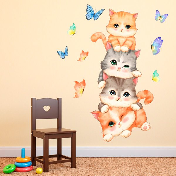 Vinilos Infantiles: Gatos y mariposas