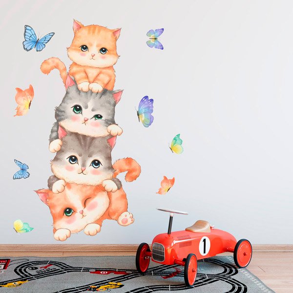 Vinilos Infantiles: Gatos y mariposas