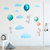 Vinilos Infantiles: Conejos con globos 3