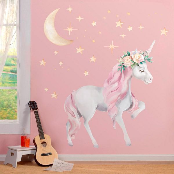 Vinilos Decorativos: Unicornio con estrellas